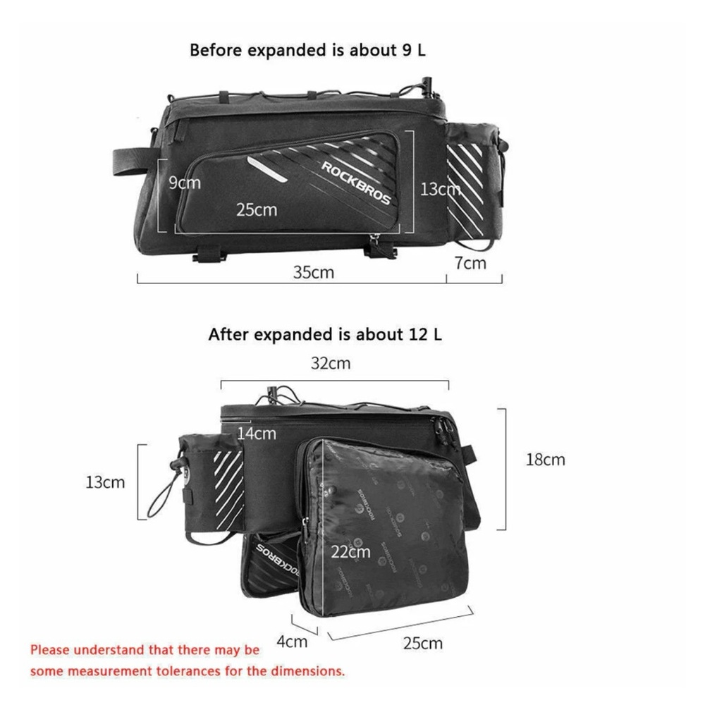 ROCKBROS Pro Bicycle Rear Rack
Bag with Extra Pockets - Picture 5 of 9